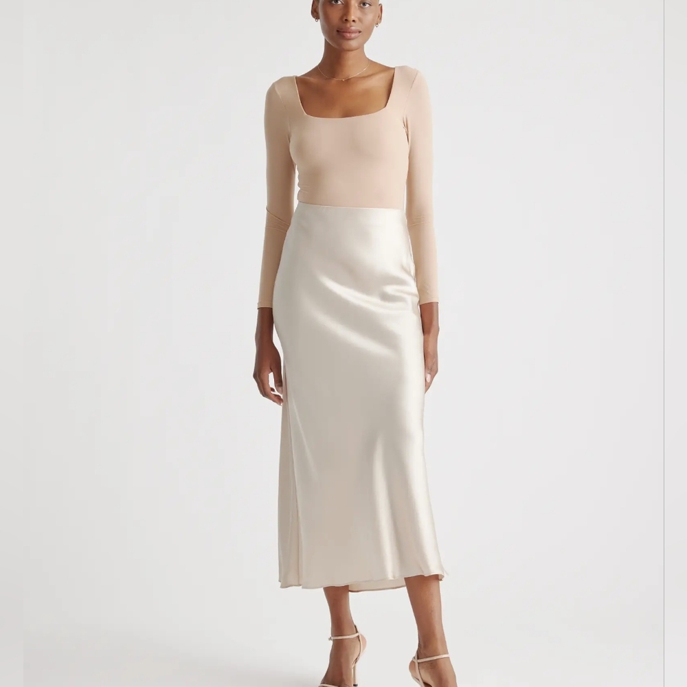 Quince Cream Satin Maxi Skirt